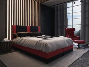 Z0ND0 Franciaágy Boxspring 140 cm Pecos Comfort (öko-bőr + fekete + piros) (matraccal és tárolóhellyel). 1056266