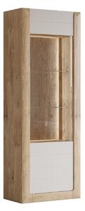 Könyvespolc Sovera 101, Ajtókkal, Zárt, Üveg, Közepes sűrűségű farostlemez, Laminált forgácslap, 200x73x41cm, Kasmír, Arany tölgy
