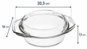 SIMAX STAR LINEA Hőálló sütőtál kerek tál 1 L tetővel 20,3x16x7,1 cm áttetsző
