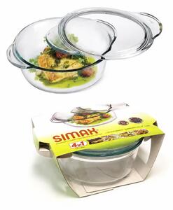 SIMAX Hőálló mély sütőtál tetővel kerek 1,8 L 10x18,8 cm áttetsző