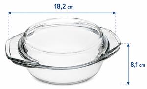 SIMAX STAR LINEA Hőálló sütőtál kerek tál 1,4 L tetővel 8,1x 18,2 cm áttetsző