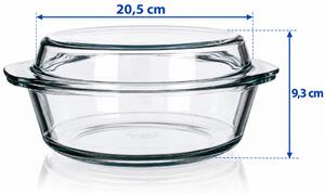 SIMAX STAR LINEA Hőálló sütőtál kerek tál tetővel 2,1 L 9,3x20,5 cm áttetsző