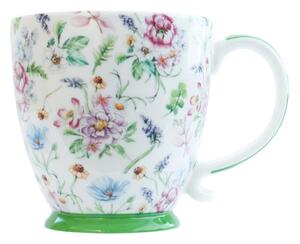 Porcelán bögre 45 cl talpas ZÖLD VIRÁGOS