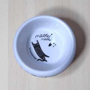Macska etető tál 18 cm 400 ml Lazy and always hungry feliratos, macska mintás 18x5,5 cm