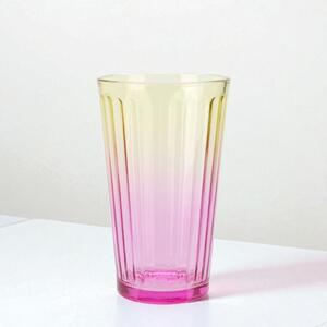 Ombre színes üvegpohár 470 ml sárga-rózsaszín 15x8,5 cm