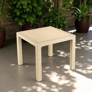 Rattan kerti asztal 90x90 cm - cappuccino színben
