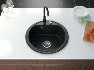 Don gránit mosogató automata dugóemelő, szifonnal fekete, beépíthető