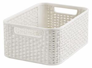CURVER Rattan hatású műanyag kosár fehér S méret 28x12x19 cm fehér