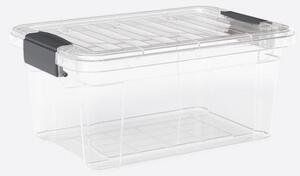 DÜNYA Tároló doboz tetővel 10,5 L 25x36x16,6 cm átlátszó szürke füllel