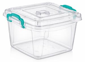 POLY TIME Szögletes multibox 6 L 26,2x26,2x17 cm átlátszó zöld füllel