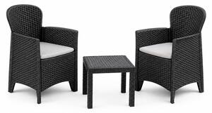 AKITA Balkon kerti garnitúra szett antracit szürke asztal 59x46x40 cm 2 db fotel 59x57x85.5 cm