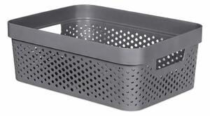CURVER INFINITY Tárolókosár pötty lyuk mintával 11 L 14x36x27 cm sötét szürke