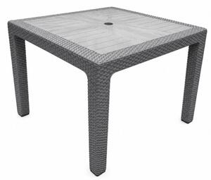 Rattan kerti asztal 90x90 cm - szürke színben