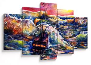 Kép - Hajó az óceán hullámain, aquarel (150x105 cm)