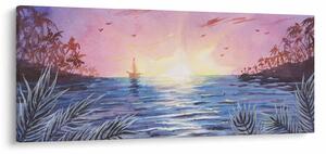 Kép - naplemente a víz felett, akvarell (120x50 cm)