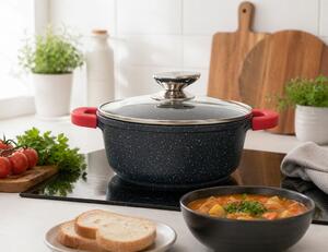 Lábas márvány bevonat 2,2L üveg fedővel Happy Cooking RS-1197
