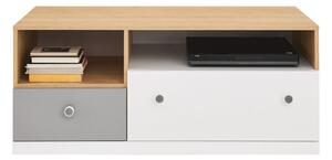 PIXELO TV asztal, 120x50x50, tölgy/fehér/szürke