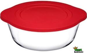 Jénai hőálló tál kerek műanyag tetővel 2,2L Borcam 59001/1109106