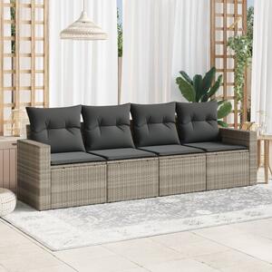 VidaXL 4 részes világosszürke polyrattan kerti ülőgarnitúra párnákkal