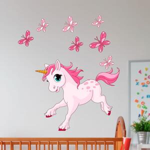 Pink Unicorns and Papillons gyerek falmatrica - Ambiance