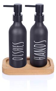 Szappanadagoló üveg 2db fa állvánnyal 330ml S-1253