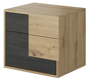 Éjjeliszekrény Bacuzza (norvég fekete fenyő + artisan tölgy)