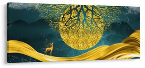 Kép - absztrakció, arany táj (120x50 cm)