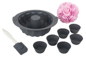 Szilikon szett kuglóf-muffin forma spatulával 30024