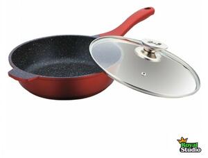 Serpenyő márvány bevonat 24cm üveg fedővel BM-7861-24