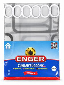 ENGER Zuhanyfüggöny szürke téglalap mintával 180x200 cm