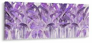 Kép - Lila levelek vakolatban (120x50 cm)
