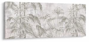 Kép - Trópusi növények a falon szürke színben (120x50 cm)