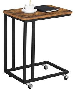 Rusztikus Ipari tervezésű kis asztal görgokön, dohányzóasztal 50 x 55 x 35 cm