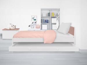 BETTY kárpitozott gyerekágy ágyneműtartóval 90x200 – fehér / rózsaszín