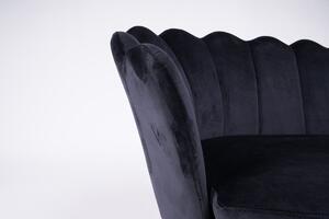 FREY Fekete modern velúr kanapé krómozott lábbal