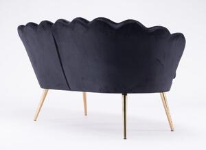 FREY Fekete modern velúr kanapé arany lábbal