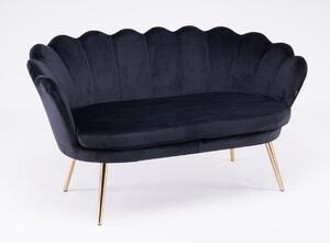 FREY Fekete modern velúr kanapé arany lábbal