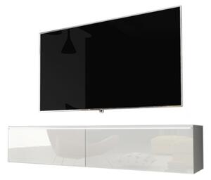 MENDES D 140 TV asztal, 140x30x32, fehér/fehér fényes
