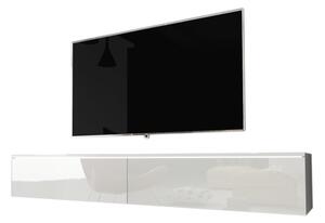 MENDES D 180 TV asztal, 180x30x32, fehér/fehér fényes