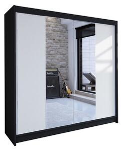 Gardróbszekrény Closico Cavaris II, Laminált forgácslap, 215x180x58cm, Fekete, Fehér