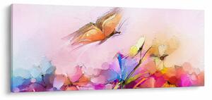 Kép - pillangó a virág felett, absztrakció (120x50 cm)