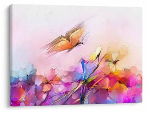Kép - pillangó a virág felett, absztrakció (70x50 cm)