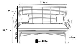 IKARO XL kerti rattan kanapé - natúr / szürke