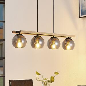 Függőlámpa Lindby, Enrique, dimmable, Fa, Nappali, Üveg, Modern