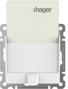 Hager Lumina WL0510 hotelkártya kapcsoló, fehér burkolattal, keret nélkül, süllyesztett, 10A 250V IP20 (IP44 531884 tömítőkészlettel, külön rendelhető)