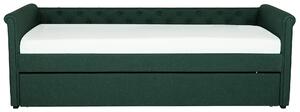 Sötétzöld kárpitozott kihúzható heverő 80 x 200 cm LIBOURNE