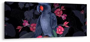 Kép - papagáj a virágok között (120x50 cm)