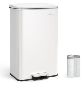 Konyhai Szemetes 40L, Nagy pedálos kuka 15 szemeteszsák mellékelve, Fehér
