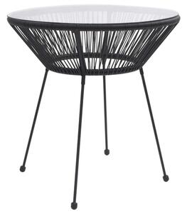 Fekete rattan és üveg kerti étkezőasztal Ø70 x 74 cm
