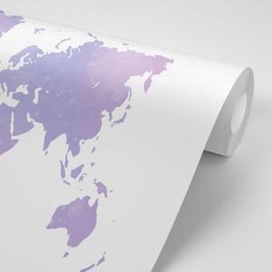 Tapéta világtérkép lila színben